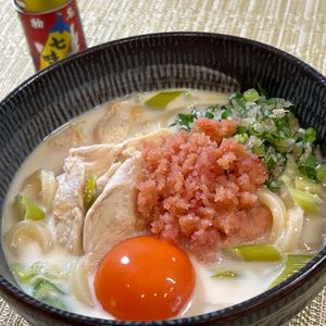 楽ラク手抜キッチン🐶🐾の作ってみた!投稿(【ぽかぽか体温まる】鶏肉と明太子のピリ辛クリーミーうどん)