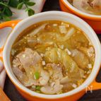 【材料2つでおかずにも】キャベツと豚肉の酸辣湯風とろみスープ