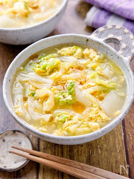 【くたくた白菜と卵のうま塩スープ】白菜ペロリと消費!