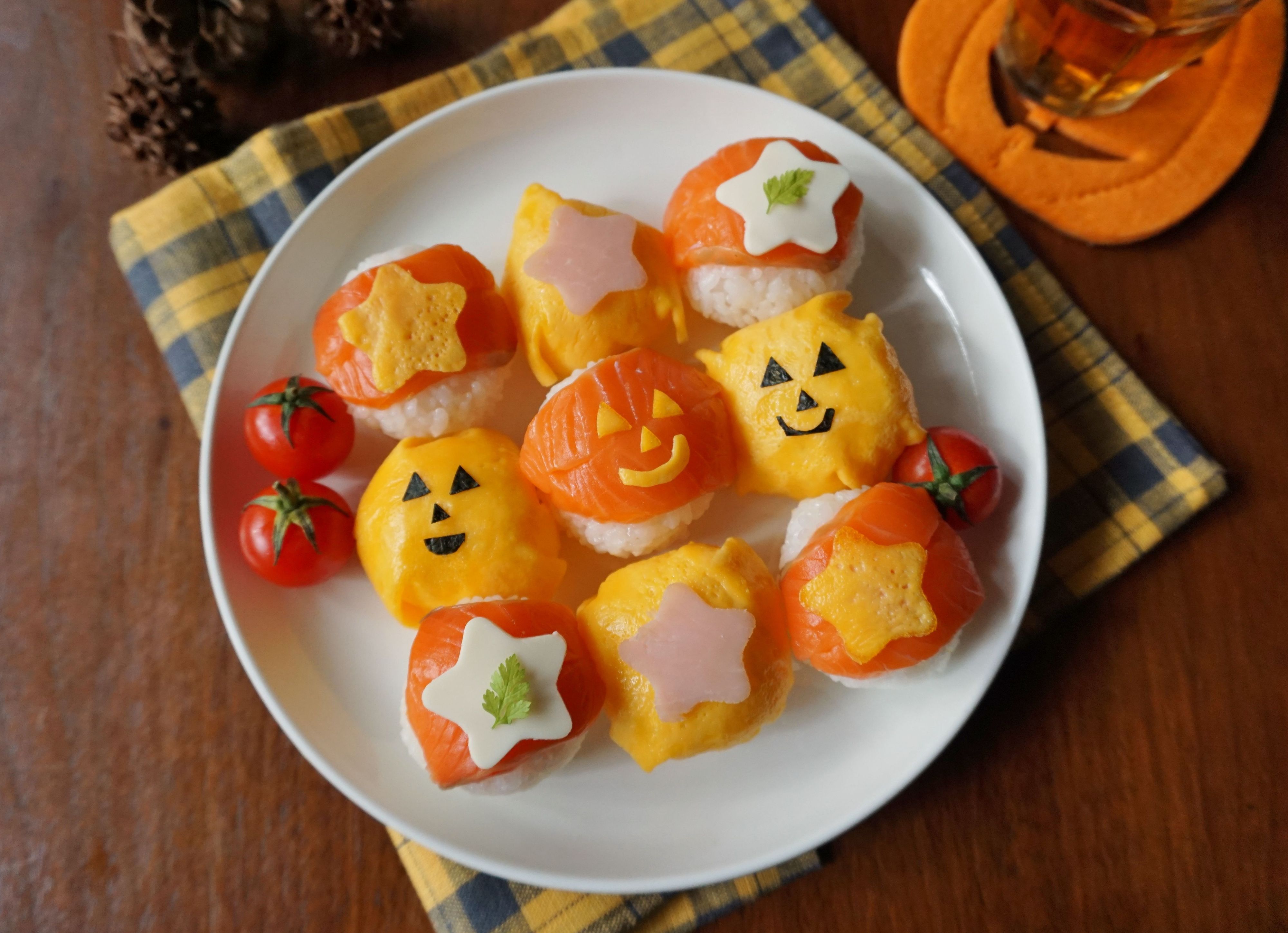 手鞠　手毬　てまり　ハロウィン　ジャックオーランタン ジャック・オー・ランタンとおばけのハロウィン手まり寿司の