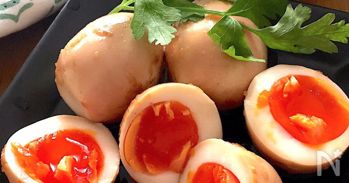 めっちゃ美味しい‼️おつまみに最高♡にんにくプンプン味玉