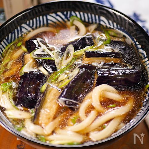 行列のうどんそば③🍜✨とろとろなすの揚げびたしうどん🤩