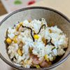 まゆのの作ってみた!投稿(コーン缶で簡単《ガリバタ塩昆布♡混ぜごはん》)