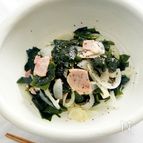 生わかめとハムの炒めもの