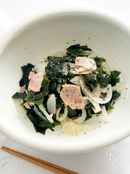 生わかめとハムの炒めもの