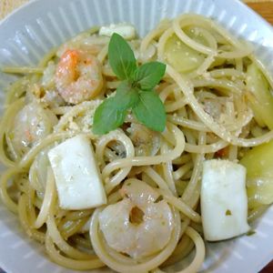 チョロリスの作ってみた!投稿(魚介とじゃがいものジェノベーゼパスタ)