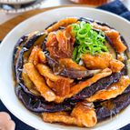 【鶏むね肉となすのポン酢生姜焼き】さっぱりあふれる美味しさ