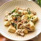 かんたん調味料☆夕飯に！豚肉と絹ごし豆腐とニラの梅みそダレ