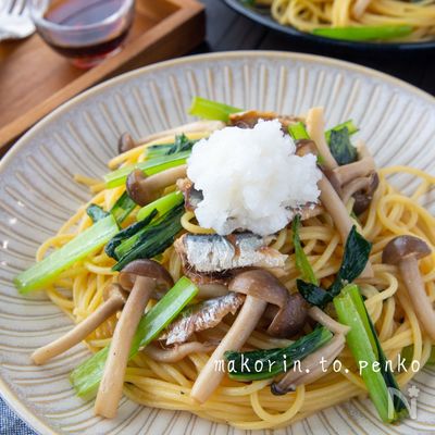 簡単ランチに＊オイルサーディンと小松菜の和風パスタ