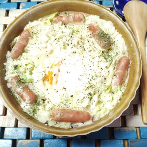 M＊Pの作ってみた!投稿(巣ごもり卵の豆乳ドリア＊レンチン簡単♪)