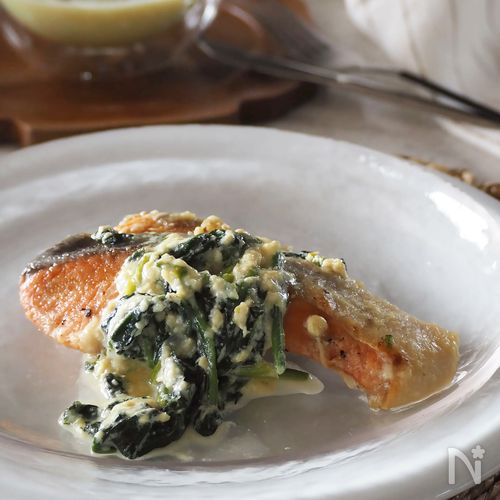 【鮭の豆乳クリームソテー】豆乳で優しい味わいに ⌾