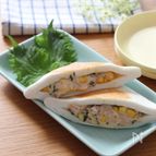 子供も大好きボリューム満点♡はんぺんのツナコーンマヨ挟み焼き