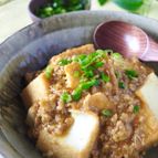 レンジだけ豚ひき肉100gボリュームおかず＊厚揚げのカレー煮