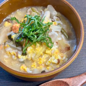 15の作ってみた!投稿(あったまる♡ガスト風！きのこの雑炊)