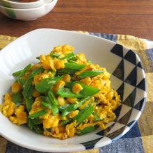 【卵料理】お弁当の彩りに◎さやえんどうとコーンのスクランブル