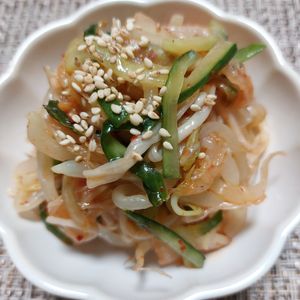 よっこの作ってみた!投稿(レンジで簡単！【もやしときゅうりの旨辛和え】)