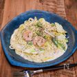 海老と春キャベツのクリームパスタ