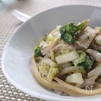 干し白菜の豆乳スープパスタ　柚子こしょう風味