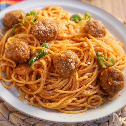 【業務スーパー】激安肉だんごで作るチーズナポリタン