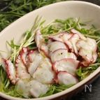 タコと空芯菜のカルパッチョ　ゆず胡麻風味