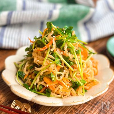 あと引く☆【豆苗と切り干し大根のシャキシャキサラダ】