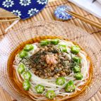 ごま油で風味アップ！ネバネバ野菜と梅のぶっかけそうめん