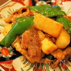 皮付き長芋と豚肉のオイスターソース炒め