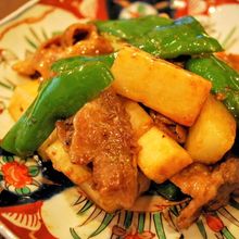 皮付き長芋と豚肉のオイスターソース炒め