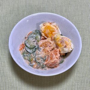 キャピタンの作ってみた!投稿(これは革命！【丸ごとにんたまサラダ】)