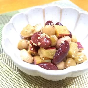 こまりこ😃の作ってみた!投稿(【さつまいもとお豆の和風サラダ】ごま香る♪マヨなしヘルシー！)