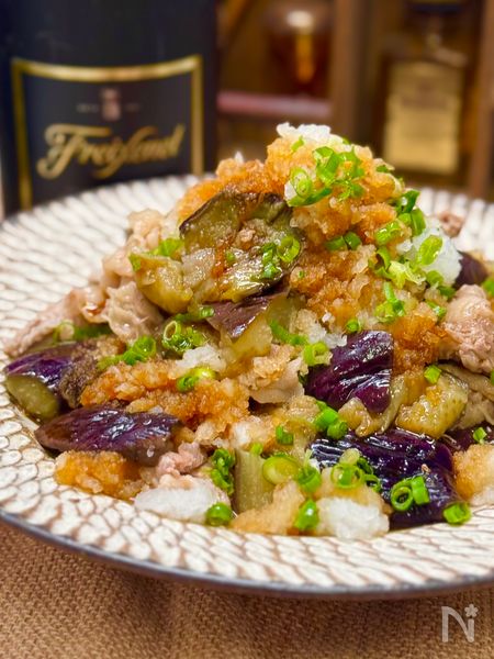 レンチンで簡単♬豚バラ茄子のさっぱりおろしポン酢♬