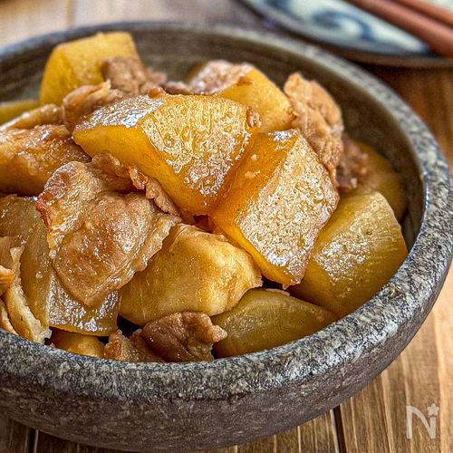 レンジで時短《味しみ最強♡豚バラ里芋大根》