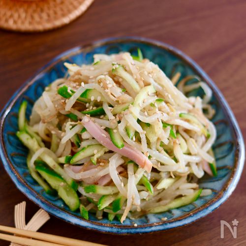 レンジで簡単『きゅうりともやしの中華和え』