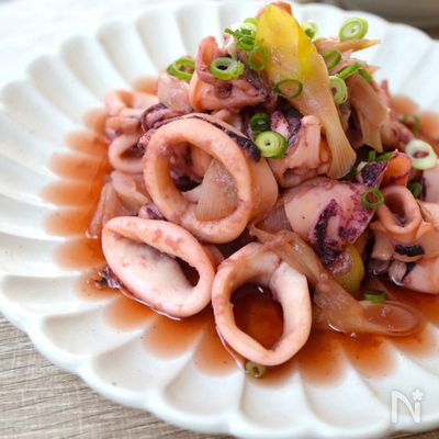 【下味冷凍で時短に!】イカとねぎのポン酢蒸し焼き