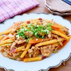 【豚こまとさつまいもの糸こんチャプチェ】ヘルシー&節約！