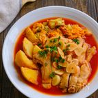 レンジで簡単♪トマト缶不要♪春野菜と鶏肉のガリトマ煮込み