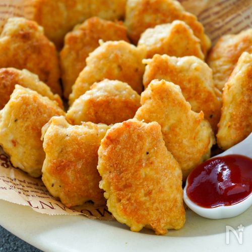 冷めてもふわふわ♡『豆腐ナゲット』混ぜて焼くだけ♪