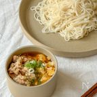 レンチンだけで簡単！そうめんと一緒に【鶏そぼろの二色つけ汁】