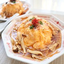 【たっぷりきのこの餡かけ天津飯】簡単ふわとろお店の味♪