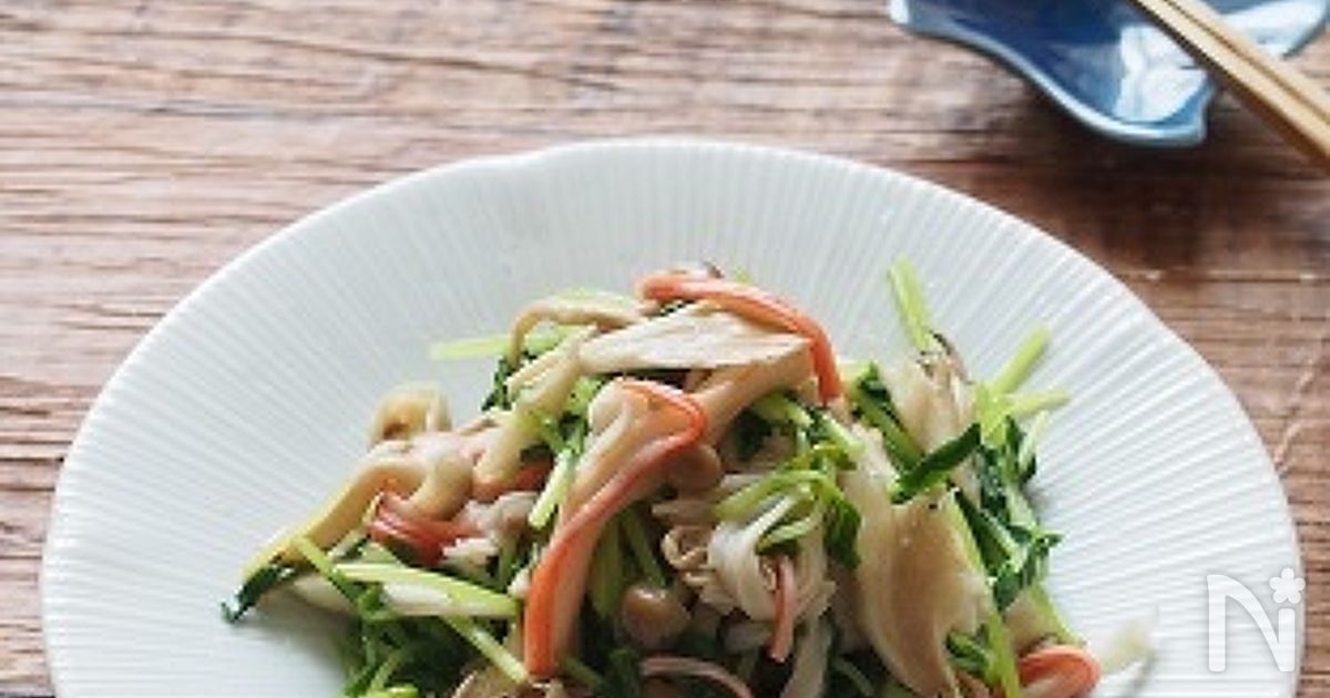 包丁不要！チンするだけ。豆苗ときのこのうま塩和え