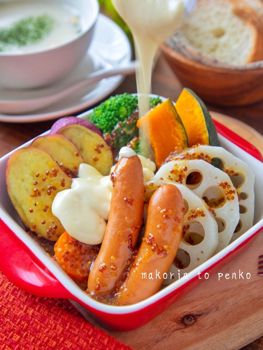 レンジで簡単！やみつき！根菜のハニーマスタードチーズサラダ