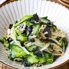 レンジで3分！【もやしときゅうりの白だし海苔ナムル】やみつき