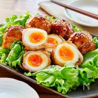 こってりとろ〜り♩肉巻き半熟卵のてりやき