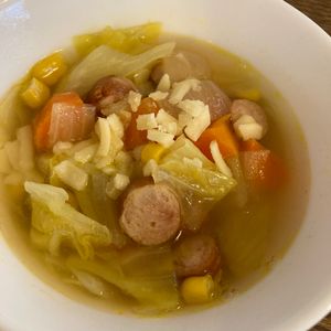 くだもの大好き🧡の作ってみた!投稿(香ばしウインナーがおいしい♩カレー風味の野菜スープ)