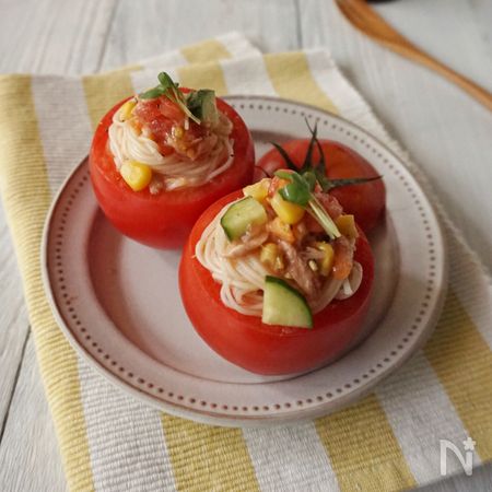 トマトとツナのトマトカップ入りそうめん By 楠みどり レシピサイト Nadia ナディア プロの料理家のおいしいレシピ