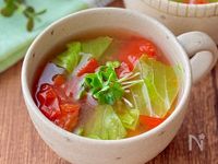 春キャベツとトマトのとろみスープ