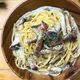 きのことベーコンのクリームパスタ