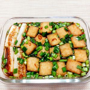 よっこの作ってみた!投稿(厚揚げと白ネギニラの南蛮漬け)