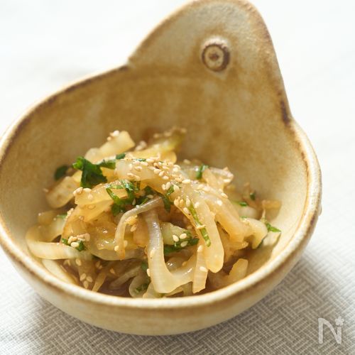 焼き新玉ねぎの大葉入り和風マリネ