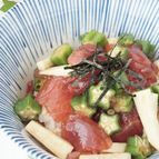 季節を楽しむ旬ごはん✿マグロとオクラと山芋の和風ユッケ丼